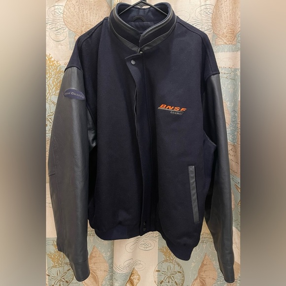 BSNF Railway Mens Varsity Leather Wool System Electrician Big Tall Jacket XXL - Picture 5 of 17